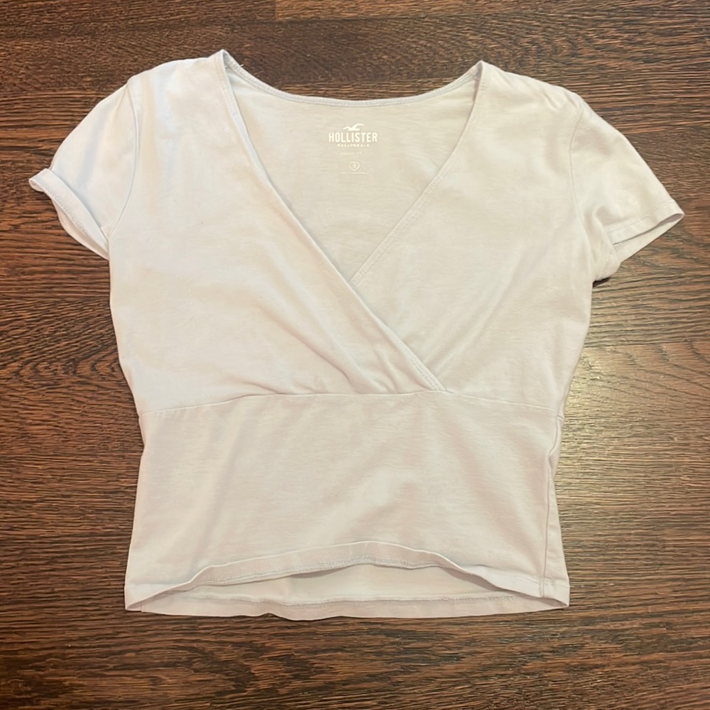 light blue Hollister wrap baby tee in size small